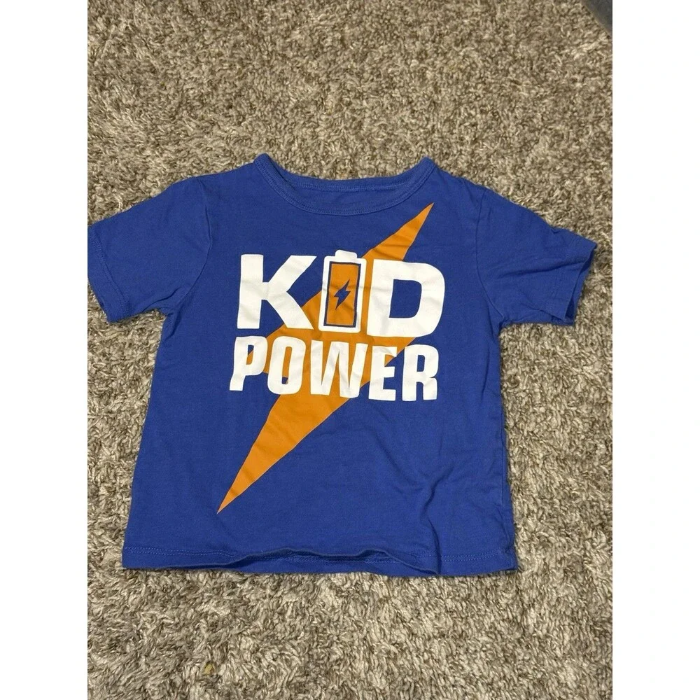 The Childrens Place Toddler Boy 2T Blue Kid Power Graphic T Shirt Short